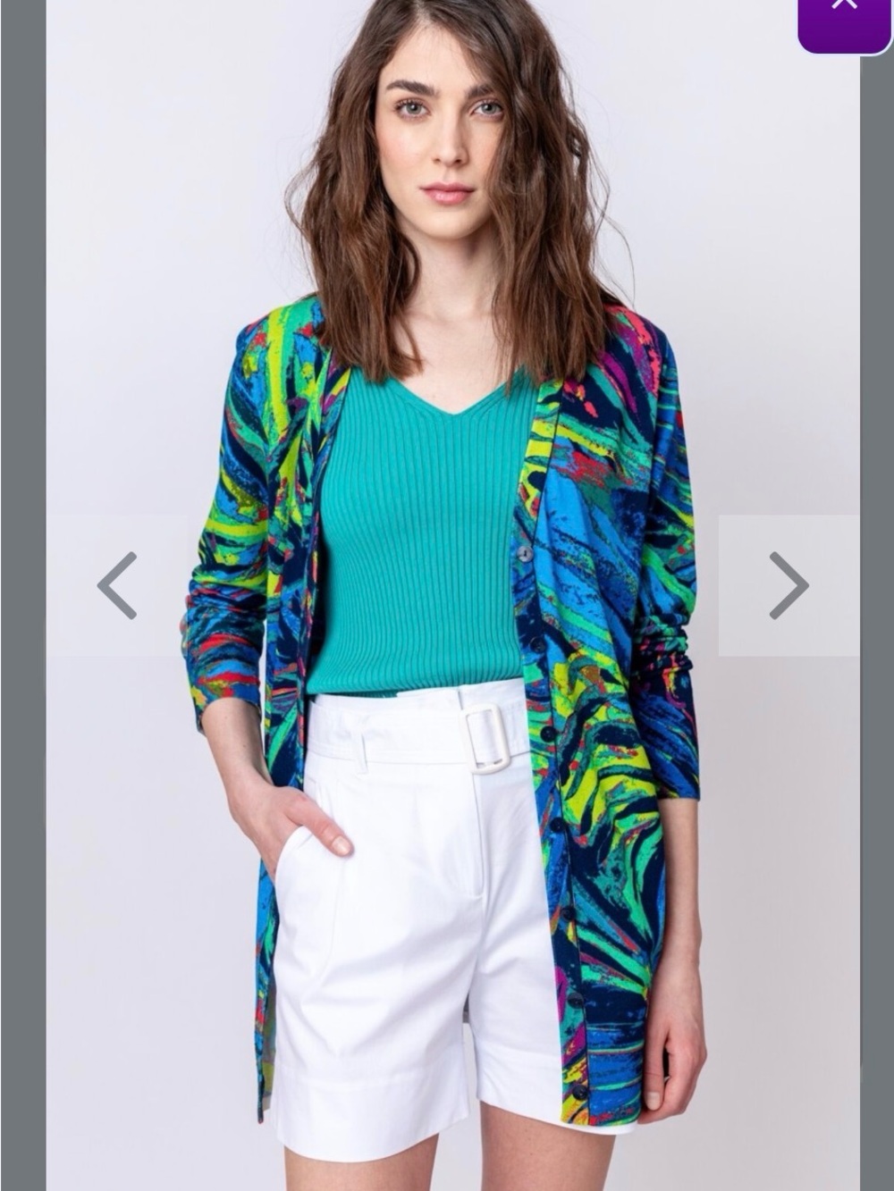 IVKO Blue-Green Tropical Women’s Cardigan (Sz M)